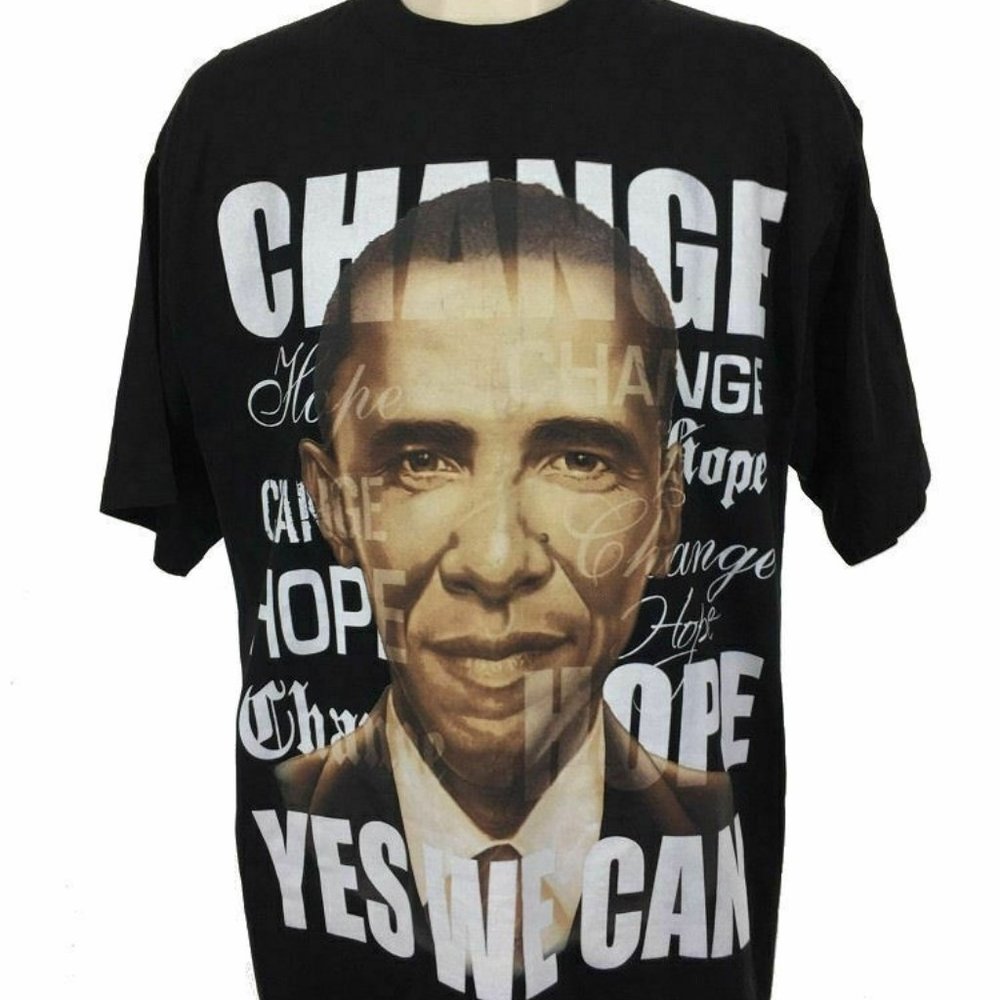 NWT Barack Obama Hope Change Yes‎ We Can T Shirt XL President Hip Hop Mens